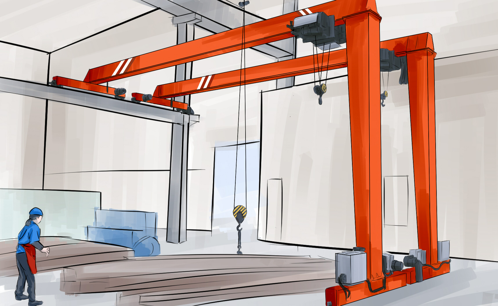 低凈空半門式行車吊